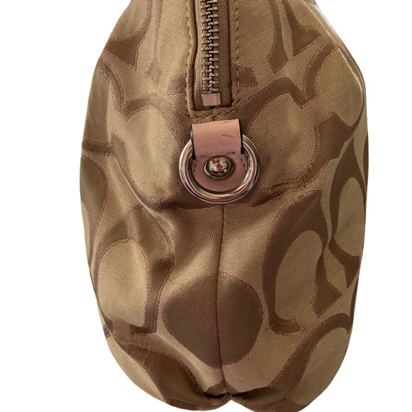 EUC Coach Poppy Signature Print Baby Pink/Tan Satchel Purse - Picture 5 of 12